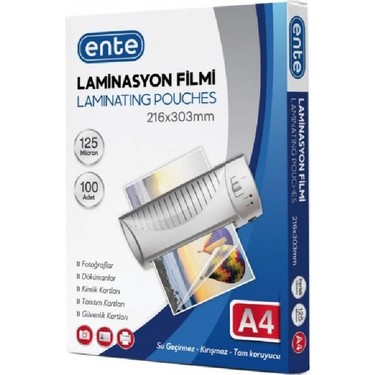 Ente Laminasyon -125 micron- A4-100lü paket