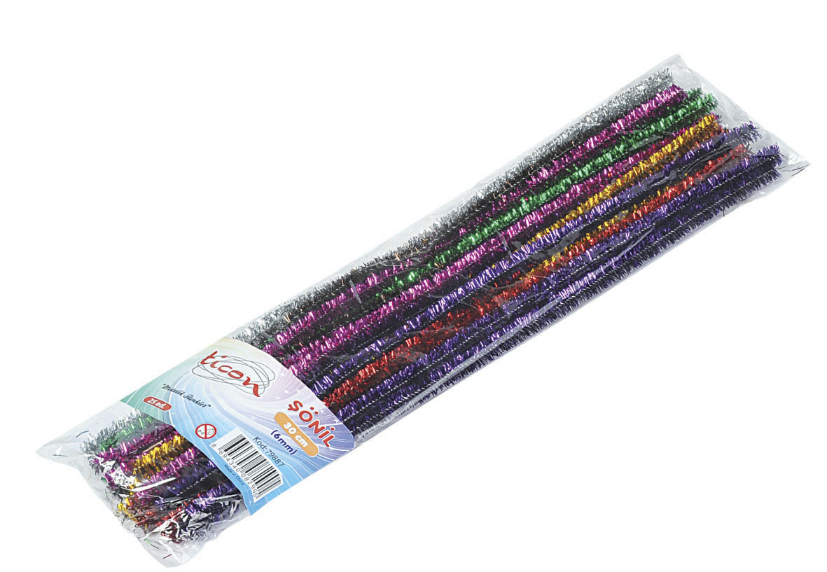 TİCON ŞÖNİL 30CM(6MM) 25 Lİ PAKET METALİK RENKLER