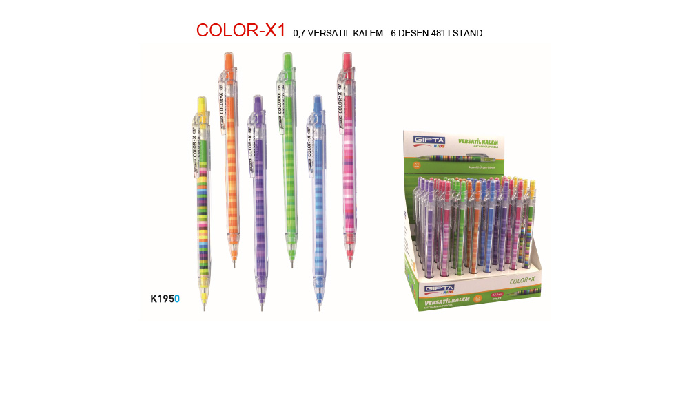 GIPTA VERSATİL KALEM 0.7mm 6 DESEN 48Lİ STAND