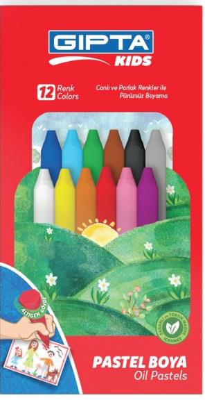 GIPTA PASTEL BOYA - 12 RENK KÖŞELİ