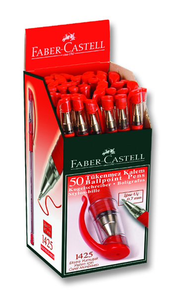 Faber Castell 1425 İğne Uç Tükenmez , Kırmızı 50 l