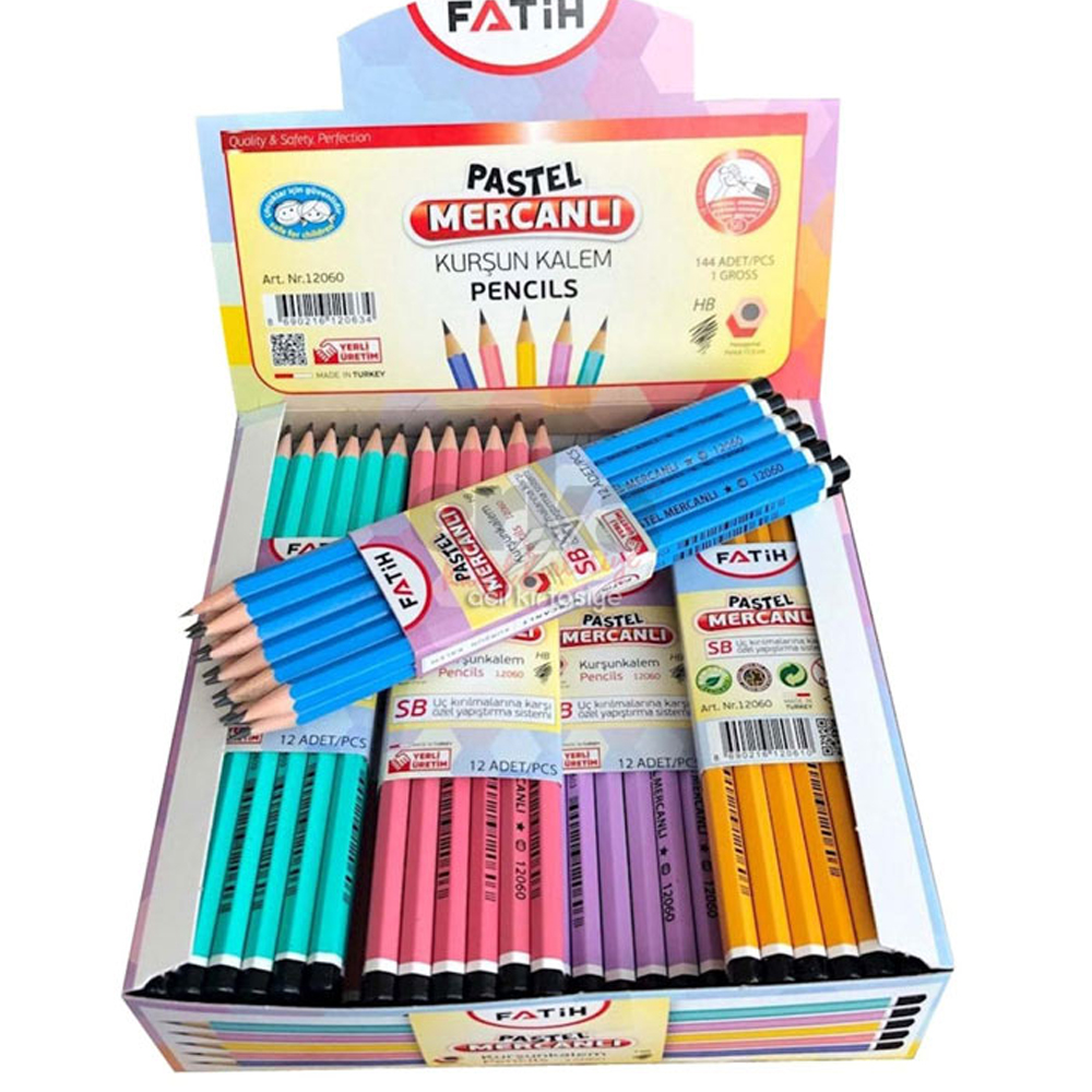 Fatih Köşeli Mercanlı Pastel Renkli Kurşunkalem 
