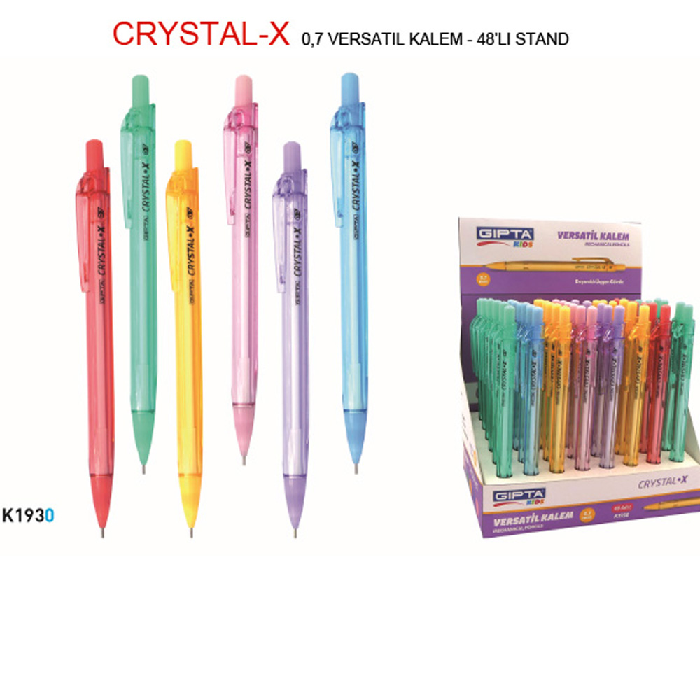 GIPTA VERSATİL KALEM 0.7mm 6 TRANS RENK 48Lİ STAND
