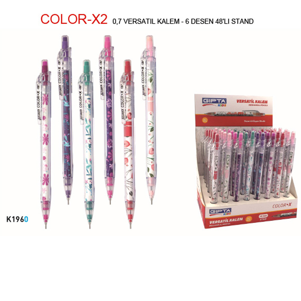 GIPTA VERSATİL KALEM 0.7mm 6 DESEN 48Lİ STAND