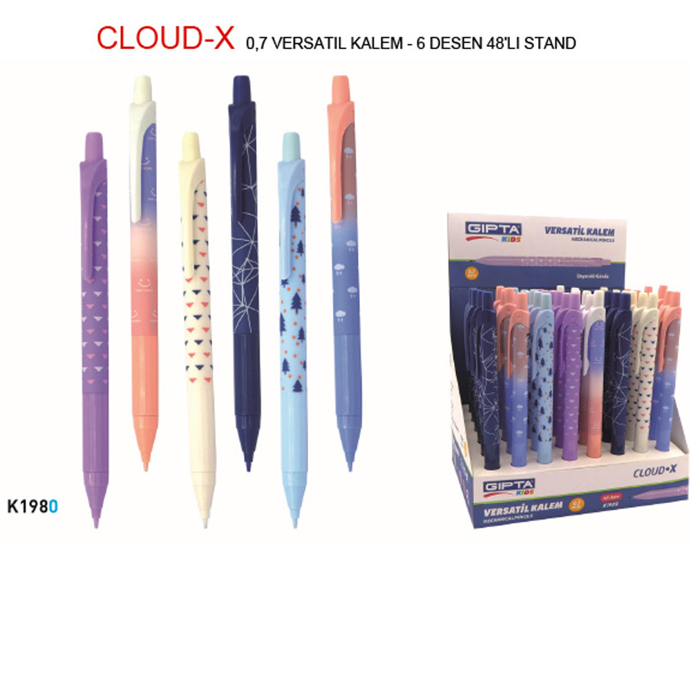 GIPTA VERSATİL KALEM 0.7mm 6 DESEN 48Lİ STAND
