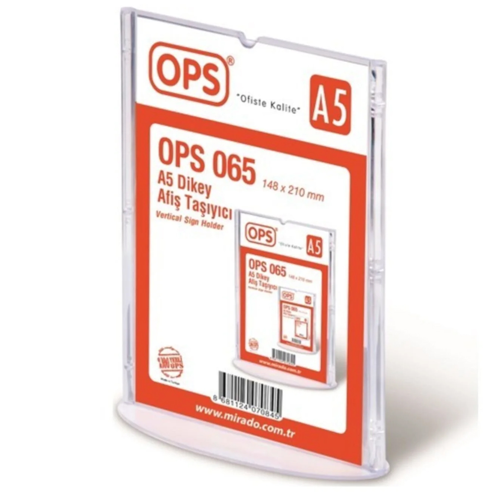 OPS SERGİLEME ÜRÜNÜ DİKEY A5 T TİPİ AFİŞ TAŞIYICI