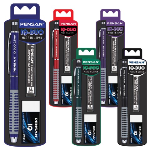 PENSAN IQ-DUO SET 0,5 MM KARIŞIK RENKLİ SİLGİ+MİN