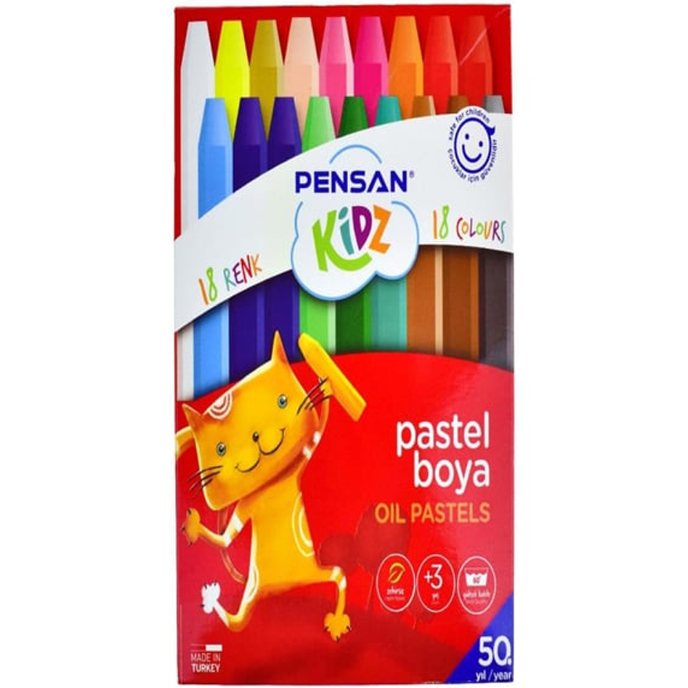 PENSAN KİDZ KARTON PASTEL BOYA 18 RENK YENİ ÜRÜN