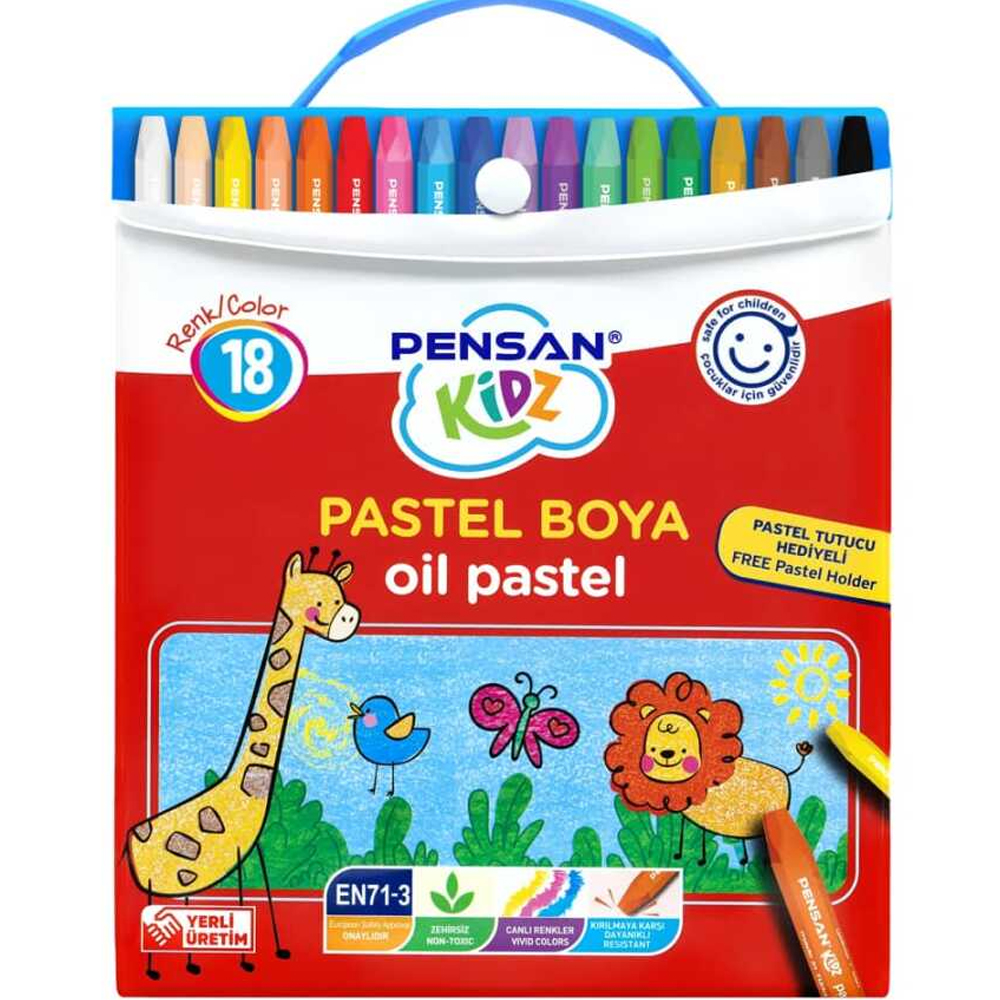 PENSAN KİDZ ÇANTALI PASTEL BOYA 18 RENK YENİ ÜRÜN