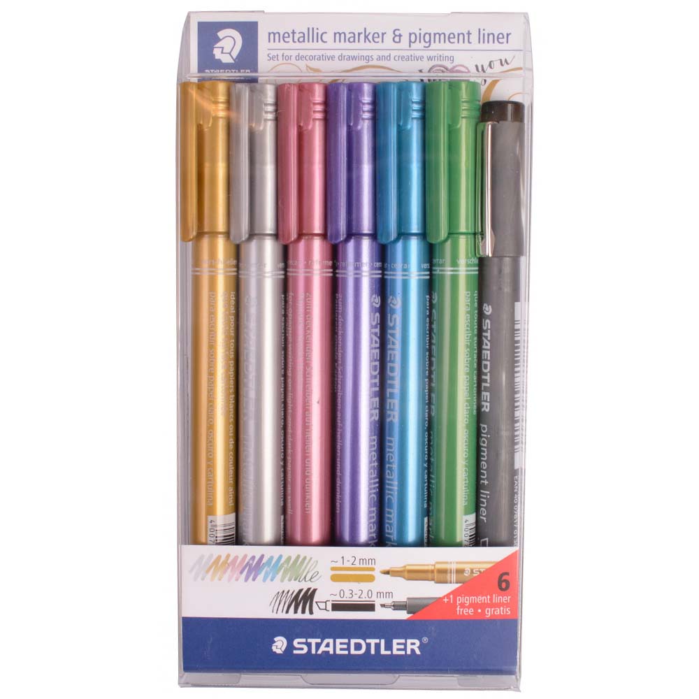 8323-SWP6P METALİK MARKÖR 6'LI + PIGMENT LINER SİY