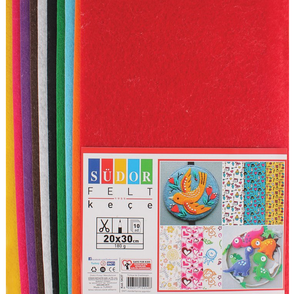 SÜDOR Keçe 20x30 cm10 Renk 180 g
