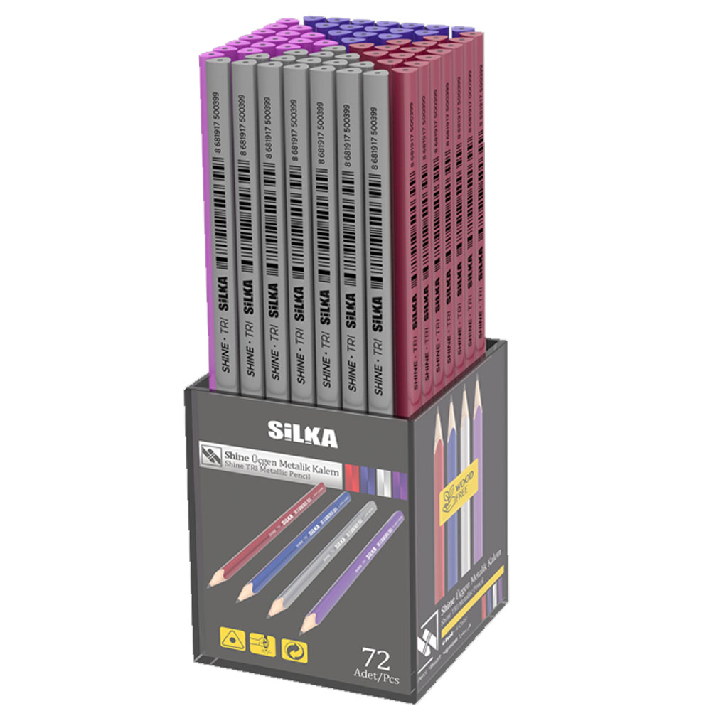 Silka SHINE METALLIC ÜÇGEN KURŞUN KALEM (72 ADET)